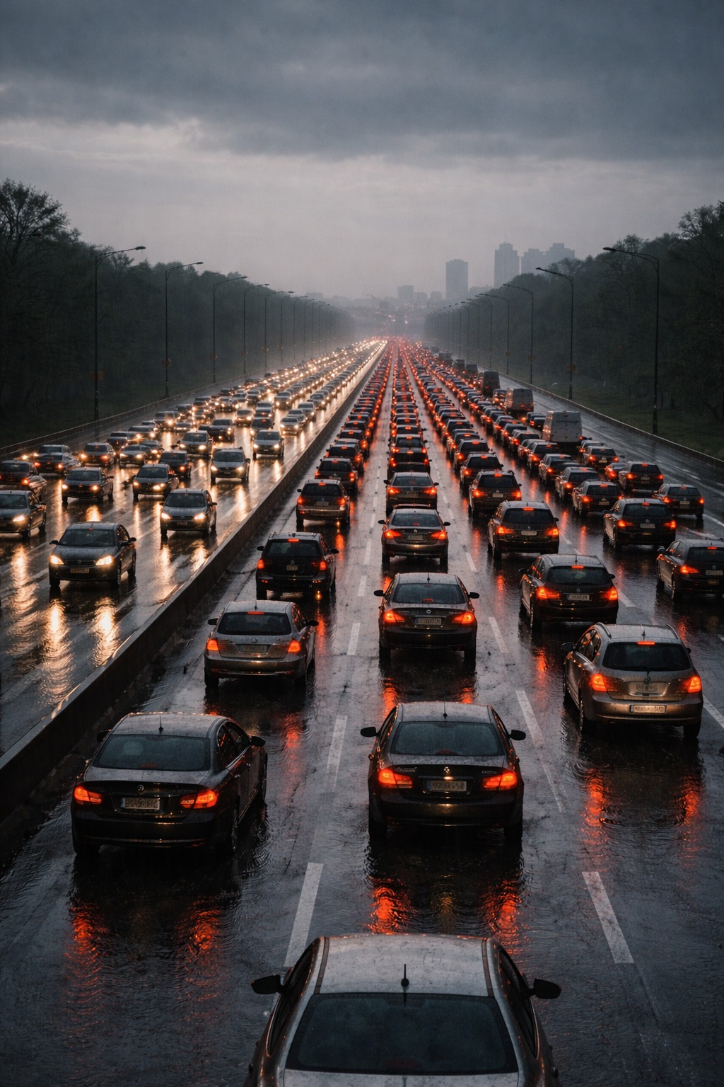 Renting vs Buying Traffic Jam - Commuters stuck in traffic representing the hidden cost of buying a home far from work